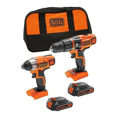 BLACK+DECKER V Cordless Hammer Drill Power Tool with Impact Drill Driver and Storage Tool Bag, x