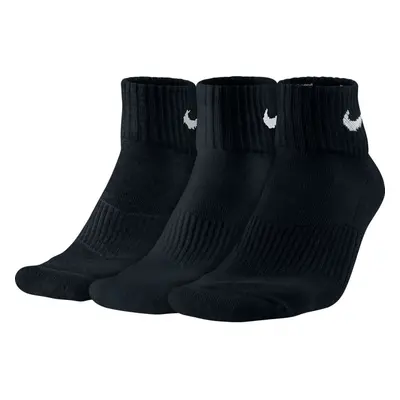 NIKE Unisex Performance Cushion Quarter Training Socks (3 Pairs) Black/White Large