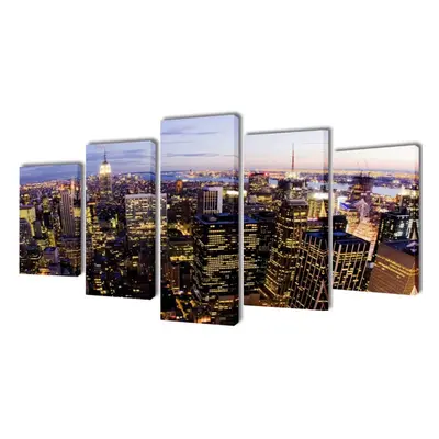 Canvas Wall Print Set Birds Eye View of New York Skyline 200x100cm