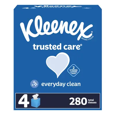 Kleenex Trusted Care Facial Tissues Cube Boxes Tissues per Box 2-Ply (280 Total Tissues) Packagi