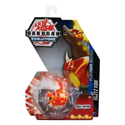 Bakugan Evolutions, Blitz Fox (Red), Platinum Series True Metal, BakuCores and Character Card, K