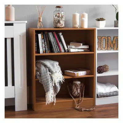 (Oak) Cambridge Tier Low Bookcase Wide Shelf Storage