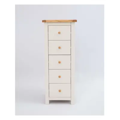 5 Drawer Narrow Chest Off White Bedroom Furniture Clothing Storage Country Unit