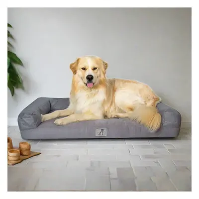 AllPetSolutions Dexter Grey Waterproof Memory Foam Orthopaedic Dog Bed - Size Large 101x65x18cm