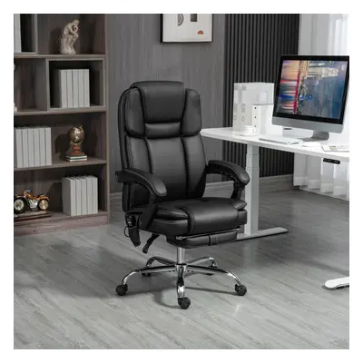 Vinsetto Massage Office Chair, PU Leather High Back Recliner, Black