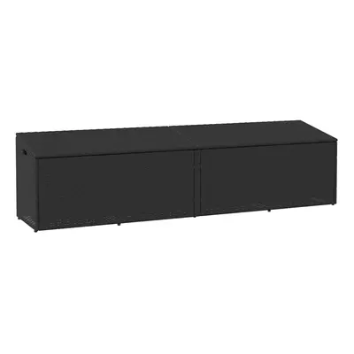 (black) vidaXL Garden Storage Box Black 220x50x58 cm Poly Rattan garden storage box