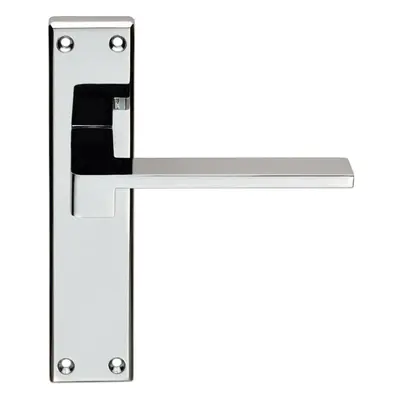 PAIR Flat Straight Lever on Latch Backplate Handle x 40mm Polished Chrome