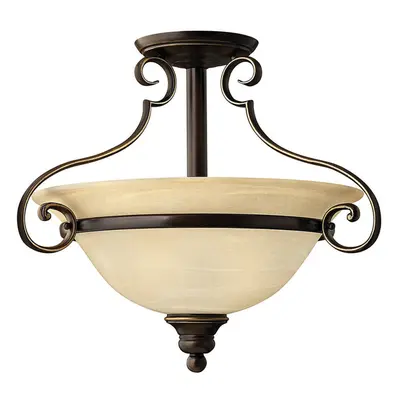 2 Bulb Semi Flush Light Antique Bronze LED E27 60W Bulb