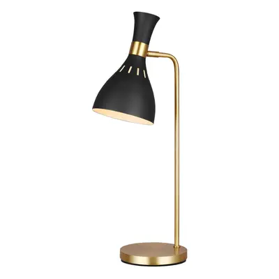 Table Lamp Midnight Black / Burnished Brass LED E27 60W Bulb