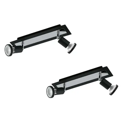 2 PACK Wall Ceiling Spot Light Colour Black Chrome Shade & Back Plate GU10 5W