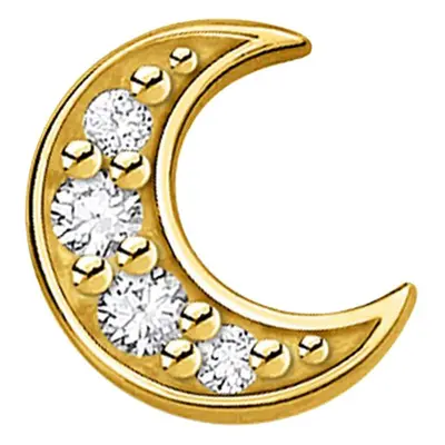 Thomas Sabo Women's Single Stud Earrings Moon PavÃ© Gold Sterling Silver