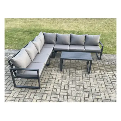 Fimous Aluminium Patio Outdoor Garden Furniture Lounge Corner Sofa Set with Oblong Coffee Table 