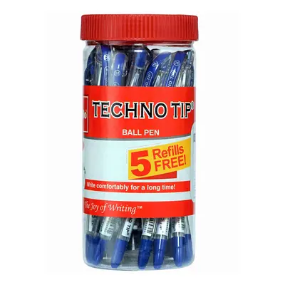 Cello Technotip Ball Pen Jar - Pens with free Refills (Blue)