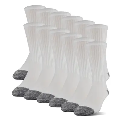 Gildan Men's Polyester Half Cushion Crew Socks 12-Pairs White Shoe