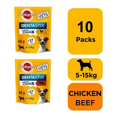 10 Pedigree Dentastix Chewy Chunx Small Medium Dog Treats Mixed Chicken & Beef