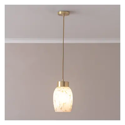 ValueLights India White Confetti Glass Shade Gold Capped Ceiling Light