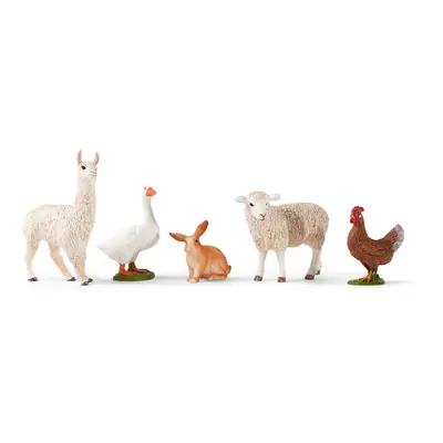 Schleich Farm World 5Piece Farm Animal Toy Set Including Cute Llama Rabbit Sheep Hen and Goose A