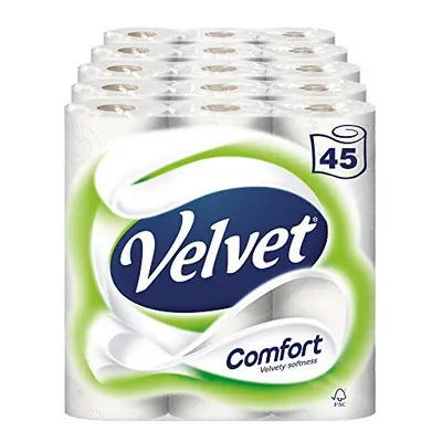 Velvet Comfort Toilet Roll Tissue Paper Rolls (Pack of x 9)