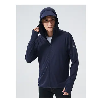 (Navy Blue, XXL) Summer UPF 50+ UV Sun Protection Skin Coats Men Ultra-Light Sportswear Hooded O