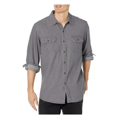 Wrangler Authentics Men's Long Sleeve Classic Woven Shirt Grey Large