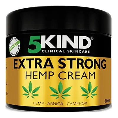 5kind Extra Strong Hemp Cream 300ml - High Strength Hemp Oil Formula - Joint & Muscle, Back Pain