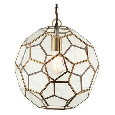 Hanging Ceiling Pendant Light Antique Brass & Glass Modern Ball Lamp Bulb Holder