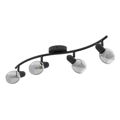 Flush Ceiling Light Black Shade Black Transparent Glass Vaporized Bulb E14 4x28W