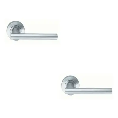 2x PAIR Round Recessed Bar Handle on Round Rose Concealed Fix Satin Chrome