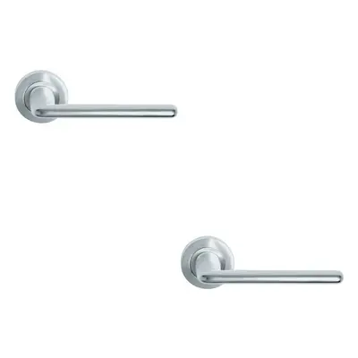 2x PAIR Slimline Straight Bar Handle on Round Rose Concealed Fix Satin Chrome