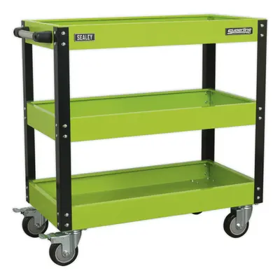 Heavy Duty Level Workshop Trolley - 160kg Capacity - Locking Castors - Green