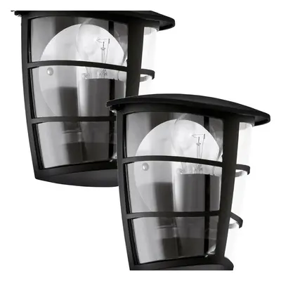 2 PACK IP44 Outdoor Wall Light Black Modern Lantern 1x 60W E27 Porch Lamp