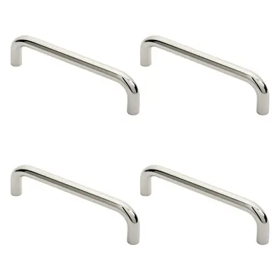 4x Round D Bar Pull Handle x 19mm 225mm Fixing Centres Bright Steel