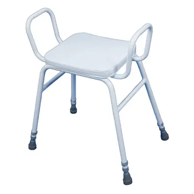 Height Adjustable Perching Stool with Arms - 825mm Height - Padded Seat