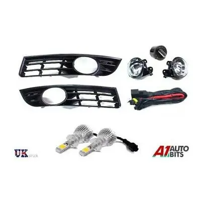 VW PASSAT 3C 56 58 60 FOG LED LIGHTS & GRILLS WITH WIRING & HB4