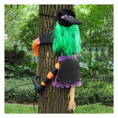 Crashing Witch Into Tree (Green) Halloween Decoration Halloween Outdoor Tree Trunks or Pillars D