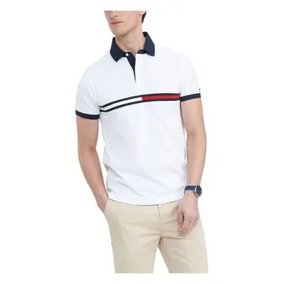 Tommy Hilfiger Men's Flag Pride Polo Shirt in Custom Fit Cotton White