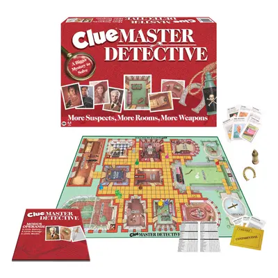 Clue Master Detective with Oversized Brass Tone Metal Weapons by Winning Moves Games USA Largest