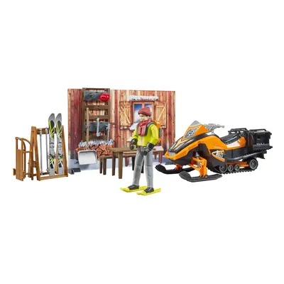 Bruder bworld Set - Mountain Hut with Snowmobil and Figure