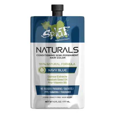 Splat Naturals Semi-Permanent Hair Color Navy Blue fl. oz. 95% Natural Hair Dye Formula Lasts Up