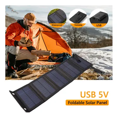 (20W USB 5V) Waterproof Folding 6/20W Power Bank Charger Solar Cells Battery Pack 5V USB Portabl