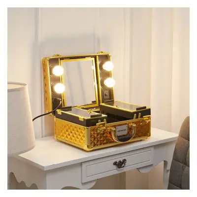 Makeup Travel Case Cosmetic Organizer with LED Light Mirror