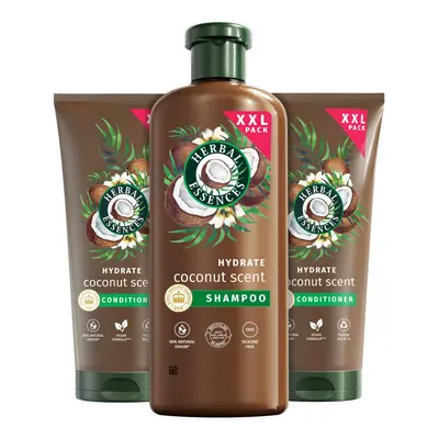 Coconut Shampoo and Conditioner Set For Dry, Curly or Wavy Hair. Helps to Hydrate, Soften and Sm