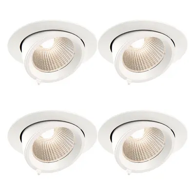 4 PACK Fully Adjustable Ceiling Downlight - 30W Warm White LED - Matt White