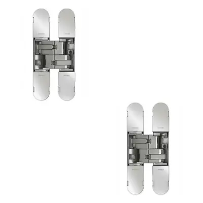 2x x 30mm Concealed Heavy Duty Hinge Fits Unrebated Doors Polished Nickel