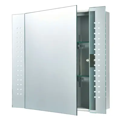 IP44 LED Bathroom Mirror 60cm x 65cm Cabinet Light IR Switch & Shaver Socket