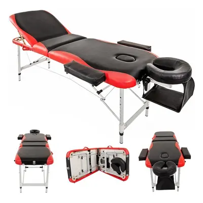 (Red) Massage Table Couch Bed Aluminium PU Leather Deluxe Beauty Tattoo Spa Section with 5cm Hig