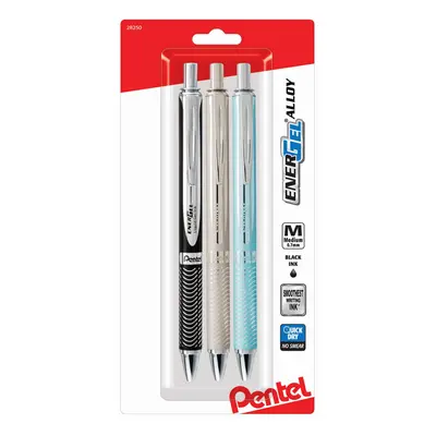 Pentel Energel Alloy Rt Retractable Liquid Black Ink Gel Pens Pack