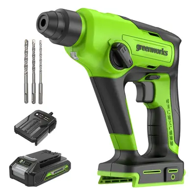 Greenworks 24V Brushless Rotary Hammer Drill Cordless SDS-Plus Heavy Duty 4-Mode Selector Anti-V