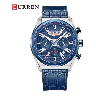 (blue) Curren Wristwatches Quartz Wrist Watch For Men Casual Sports Chronograph Dials Clock With