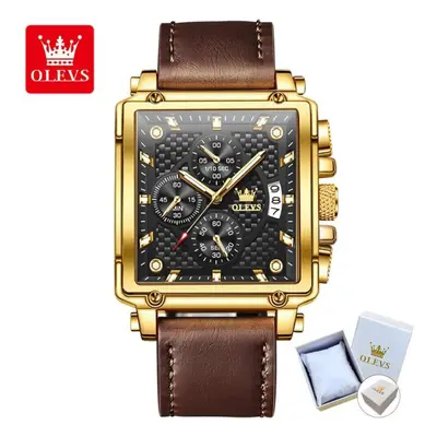 (Brown) Olevs Square Multifunction Sports Quartz Watch